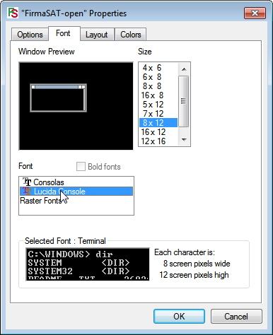 Select a TrueType font and click on OK