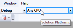 Set Solution Platforms to Any CPU